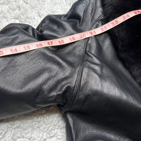 J. Percy for Marvin Richards Black Leather Jacket Fur Collar Slouchy Oversized - Picture 10 of 14